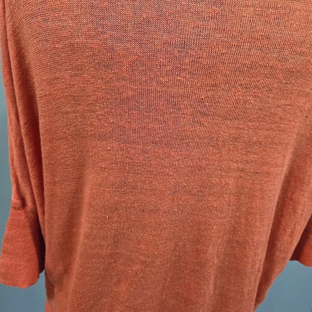 🐢 J.CREW Orange Linen Drop Shoulder Swing Sweater Sz Small